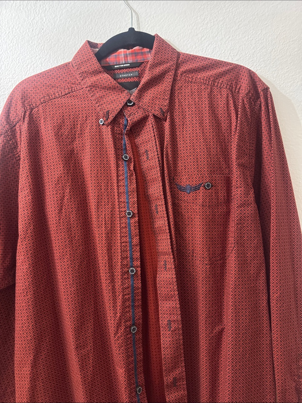 Ariat Men's Red Geo-Print Long-Sleeve Button-Down Shirt